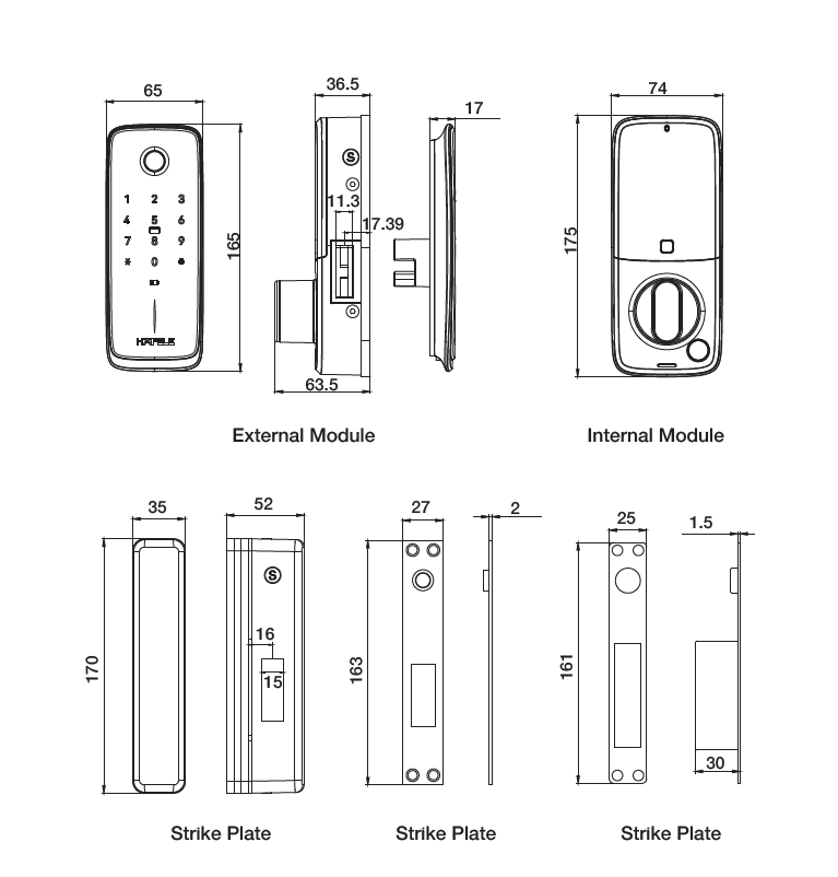 Hafele Quantum Pro Smart Grill Door Lock