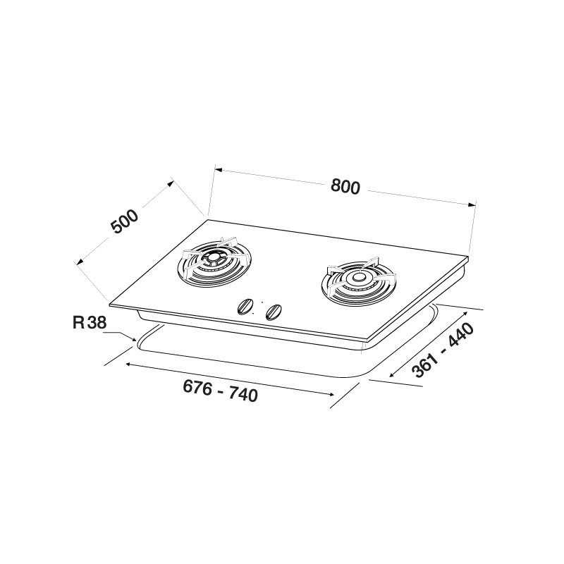 Häfele 80cm 2-Burner Gas Hob - Häfele Home Malaysia