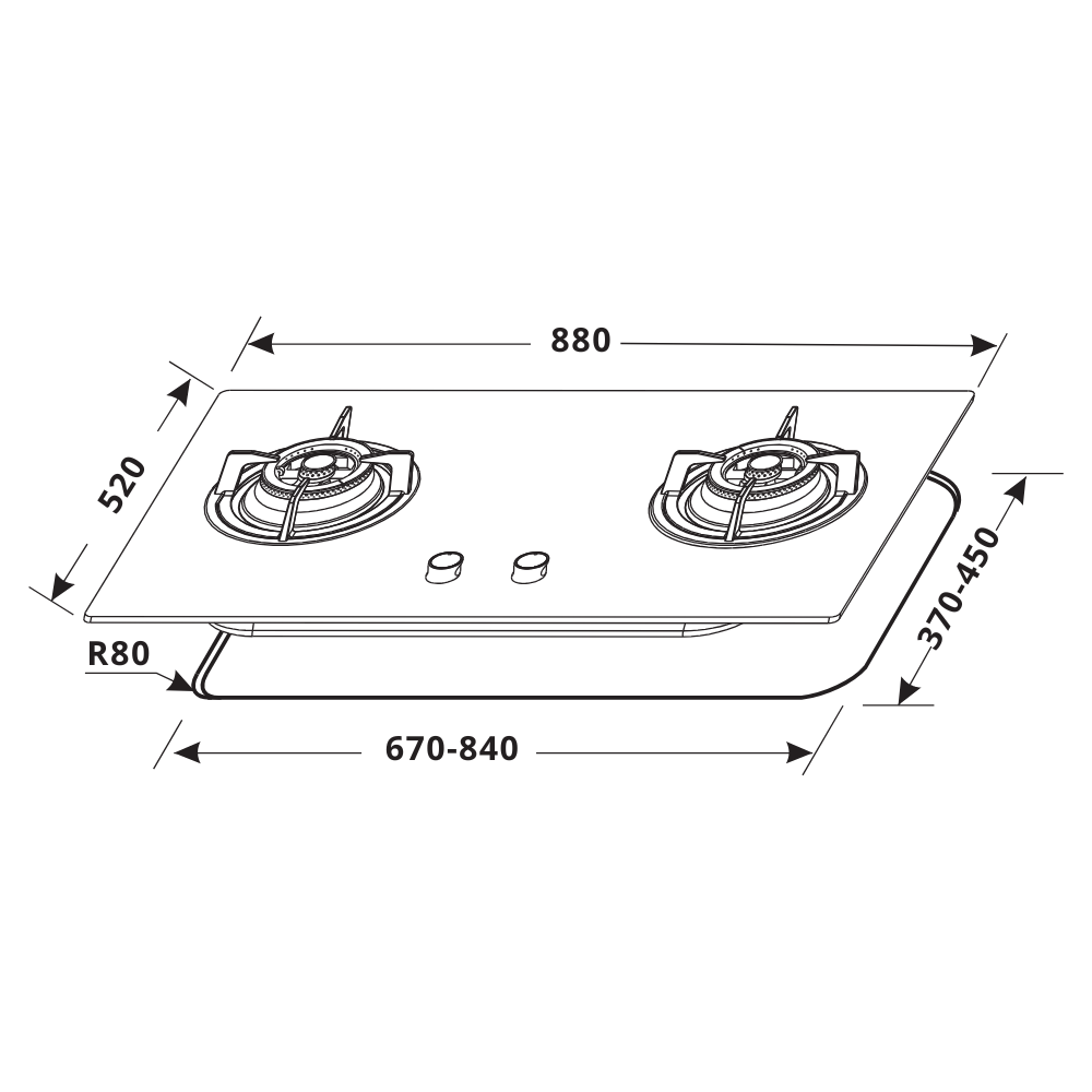 Hafele Kitchen Hob 2-Burner Gas Hob (Flexi Base)
