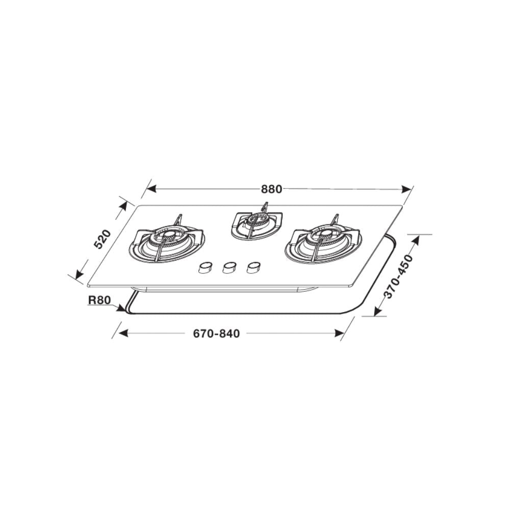 Hafele Kitchen Hob - 3 Burner Gas Hob (Flexi Base)