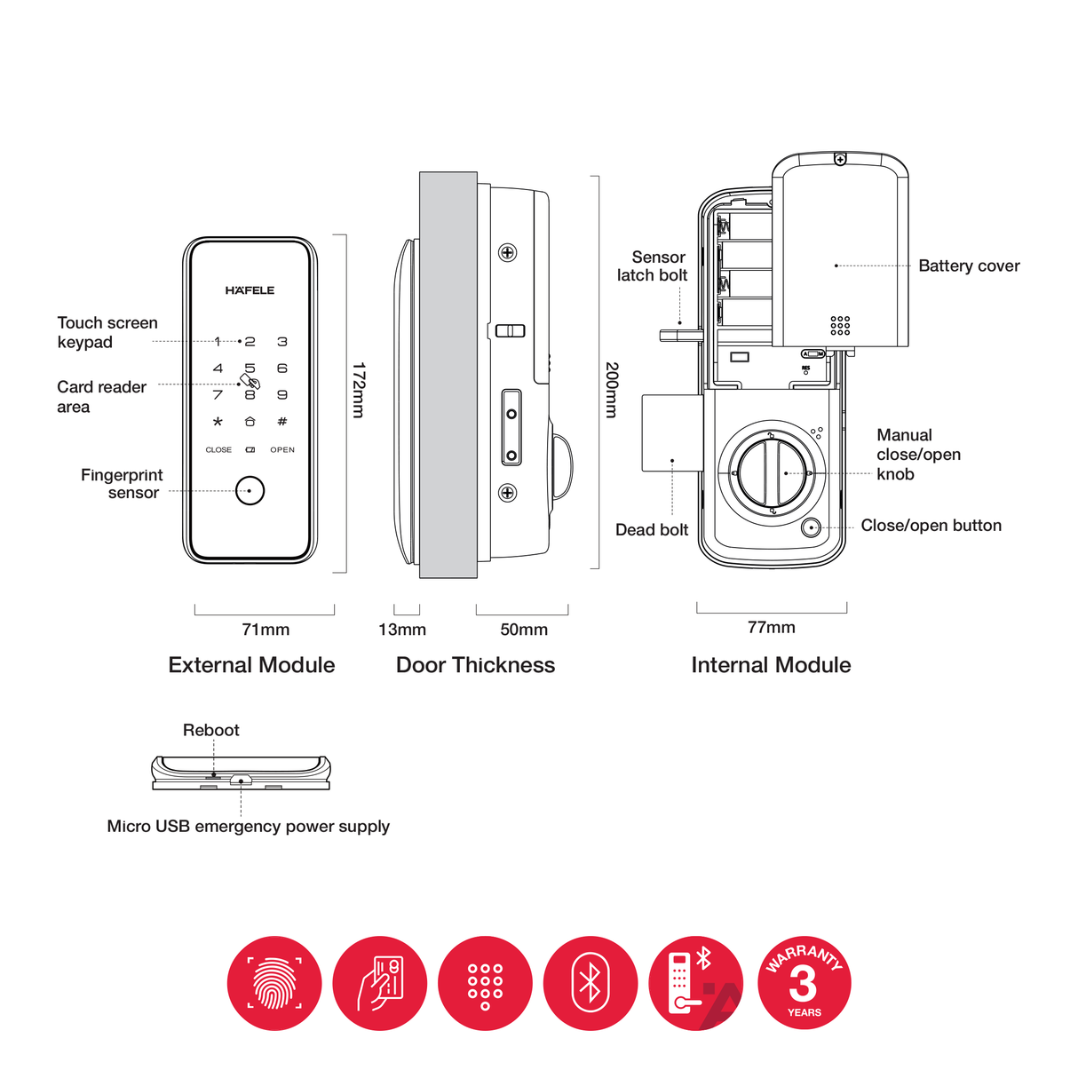 Häfele Smart Digital Lock ER5100S