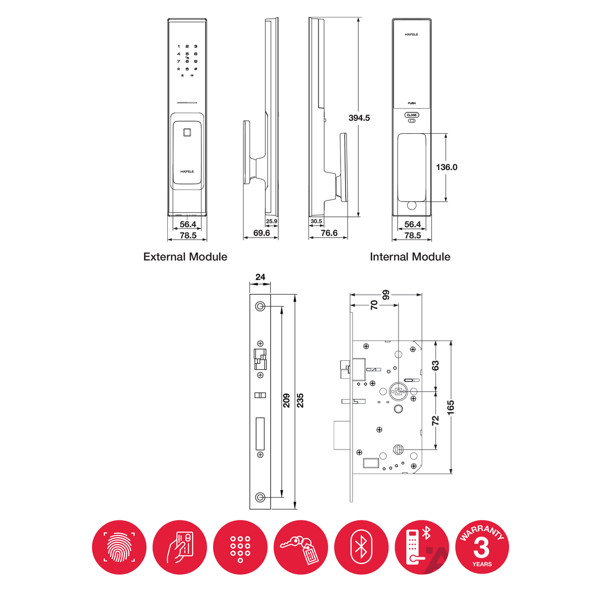 Häfele Smart Digital Lock PP8100S