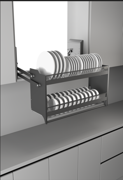 Wall unit lift, Pull down dish rack - Lento