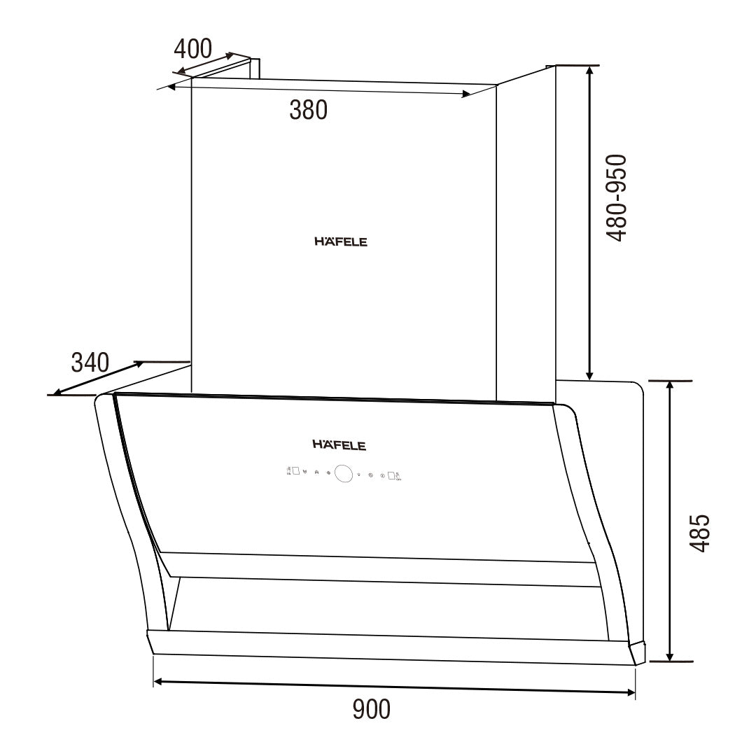 Häfele Slanted Hood 900mm